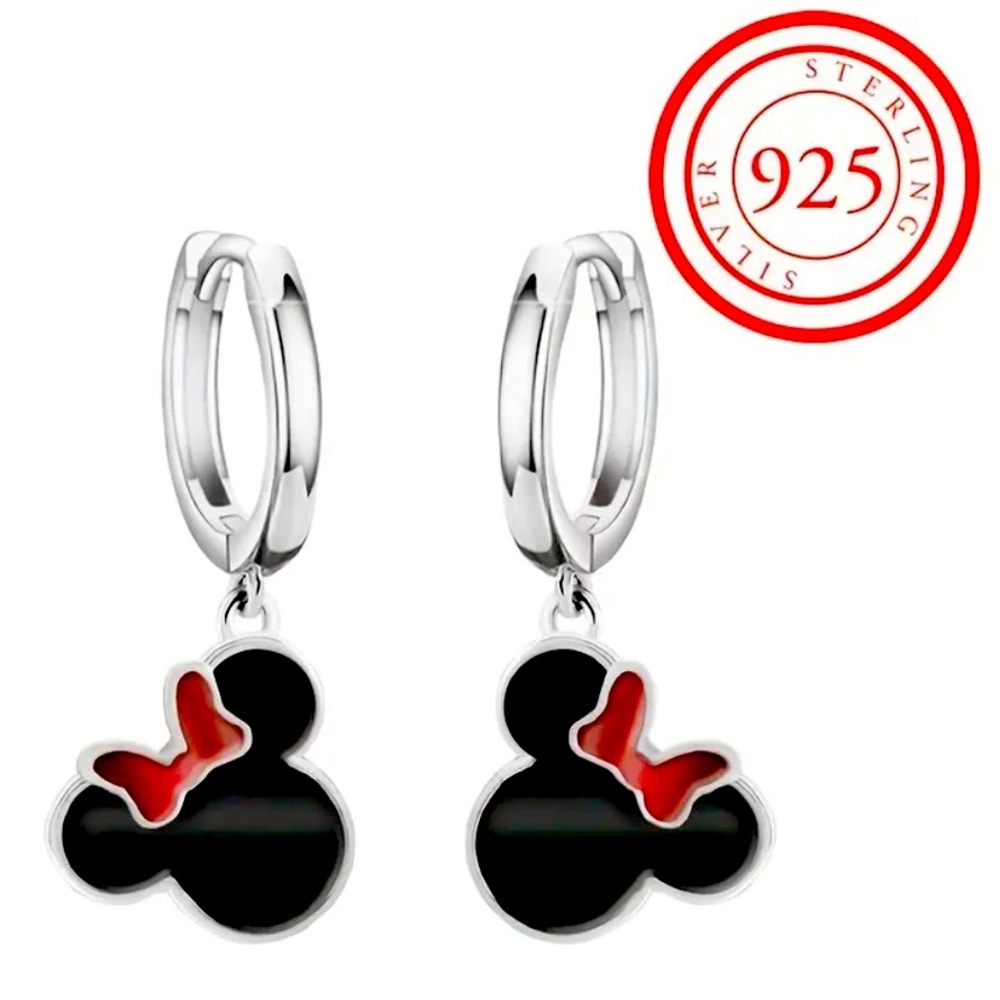 STERLING SILVER MINNIE MOUSE DANGLE EARRINGS